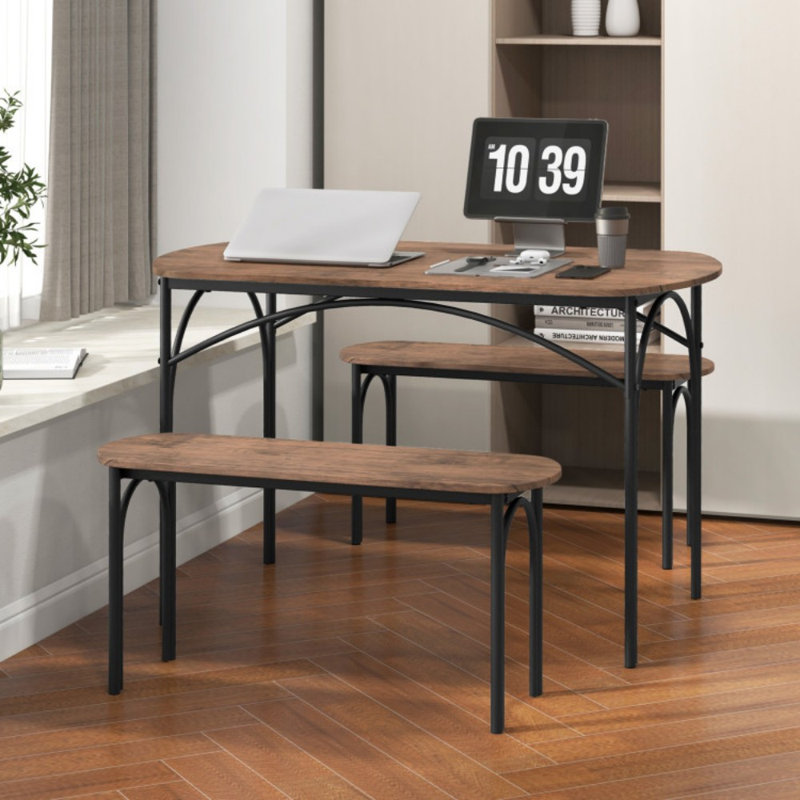 Ensemble de table de salle à manger 3 pièces pour 4 personnes avec structure en métal