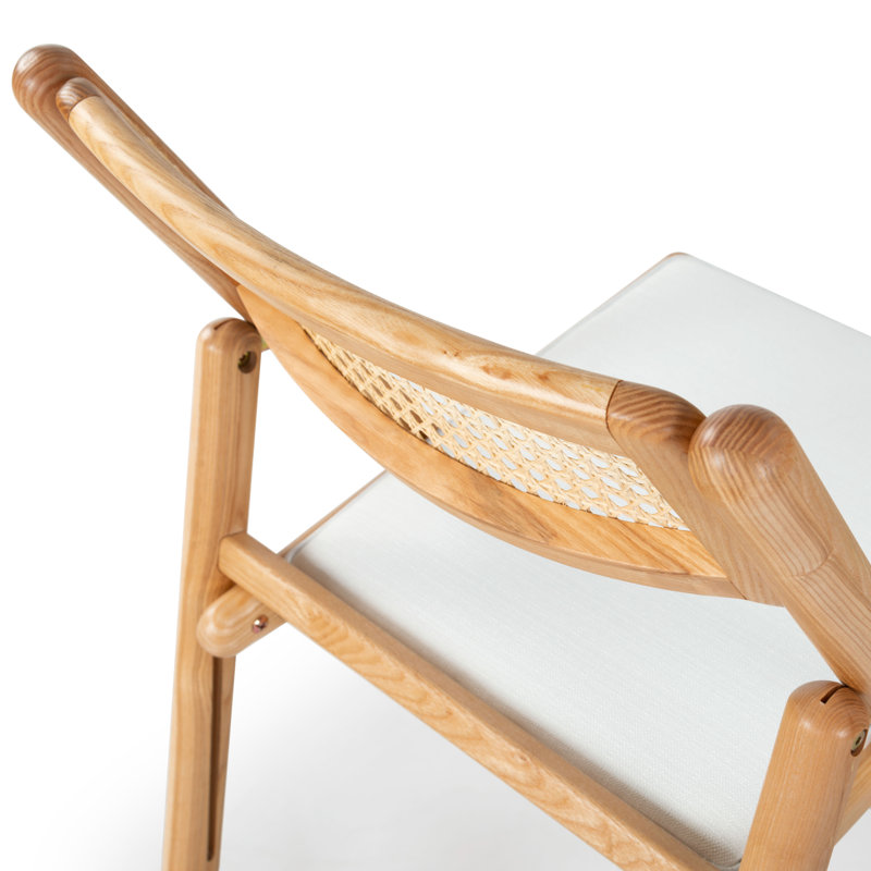 Shaylie Upholstered Seat Folding Dining Chair, Natural/White