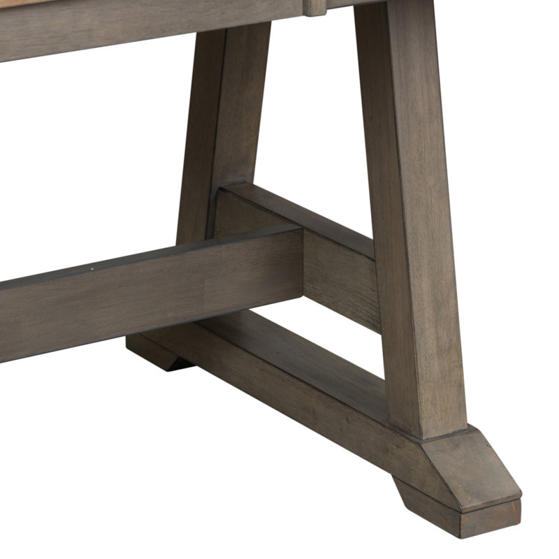 Ensemble de table de salle à manger à tréteaux 4 personnes avec rallonge papillon Keswick, 5 pièces: table, 4 chaises, Brun