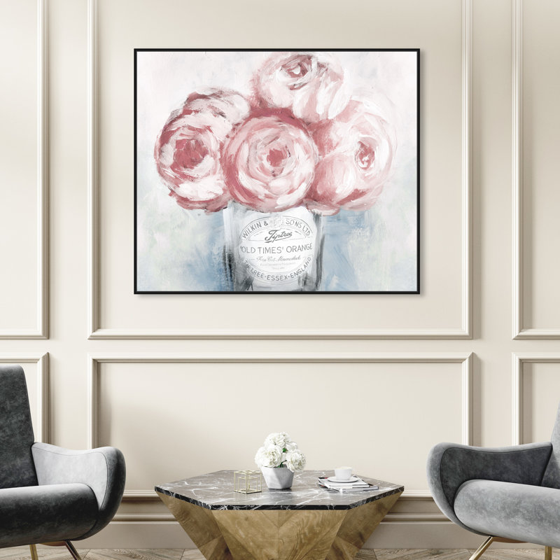 «Peony Jam», impression sur toile tendue, H 20 po x l 24 po, Cadre flottant noir