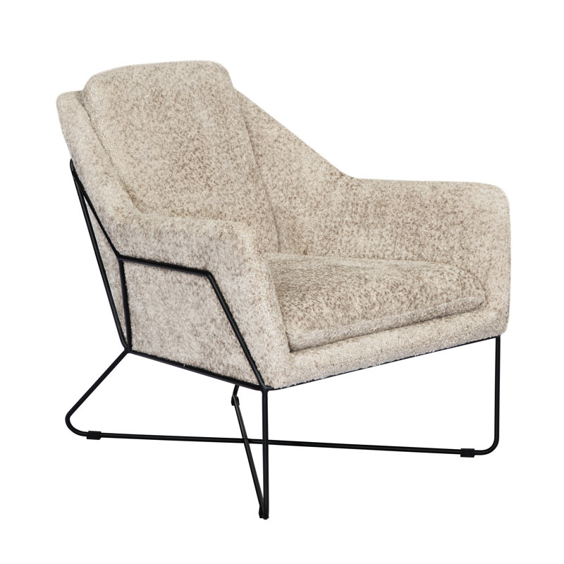 Recie Lounge Chair With Toughened Iron Frame, Beige Linen