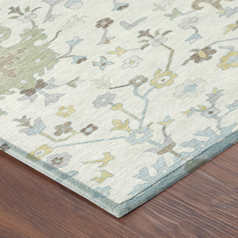 Tapis traditionnel lavable à la machine intérieur / extérieur ACN2609, Ivoire ivoire, 3 pi x 5 pi
