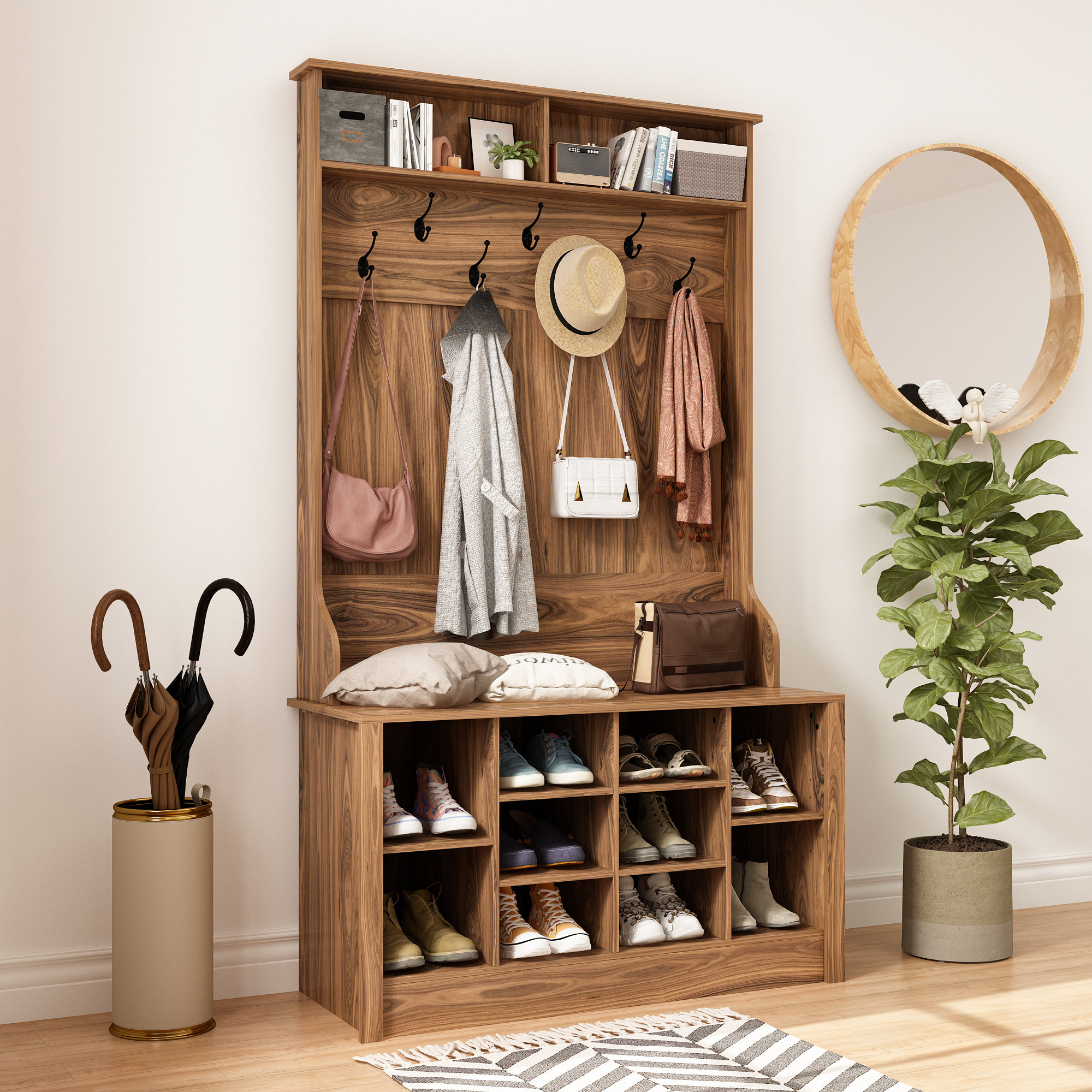 Red Barrel Studio® Kalpesh Hall Tree with Bench and Shoe Storage & Reviews | Wayfair