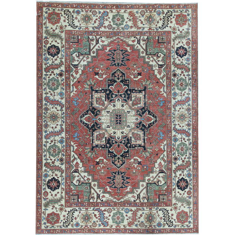 One-of-a-Kind Hand-Knotted High-Quality Red/Green/Black/Blue Area Rug