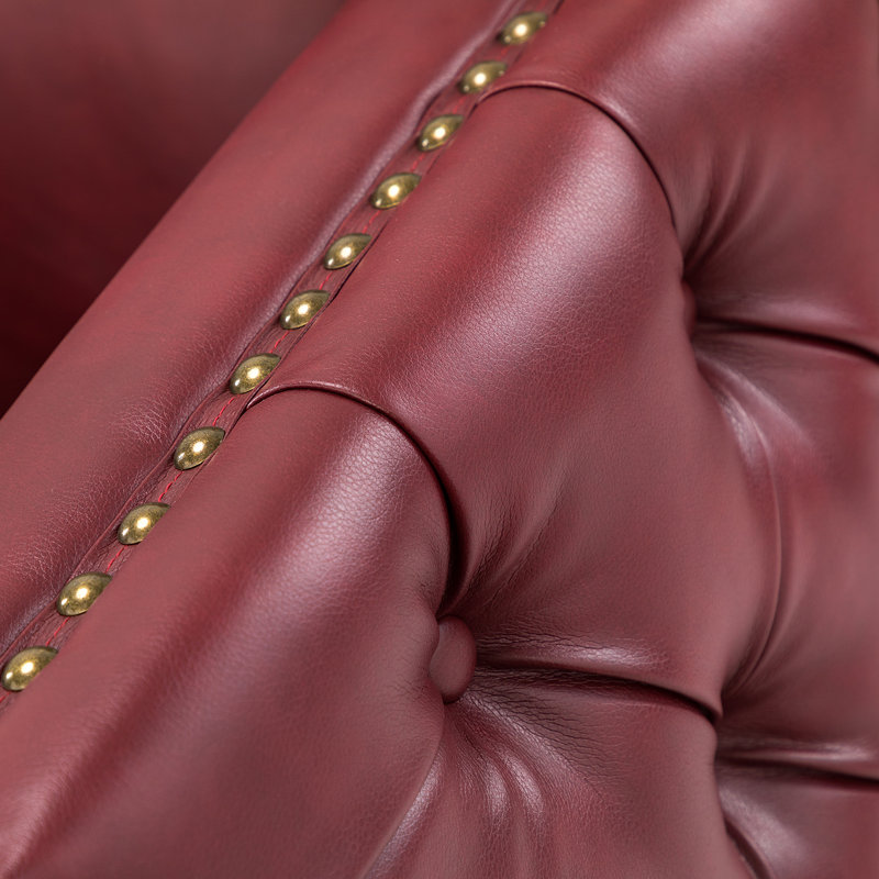 Fauteuil club capitonné de 83,31 cm de large Osbaldo, Polyuréthane bourgogne