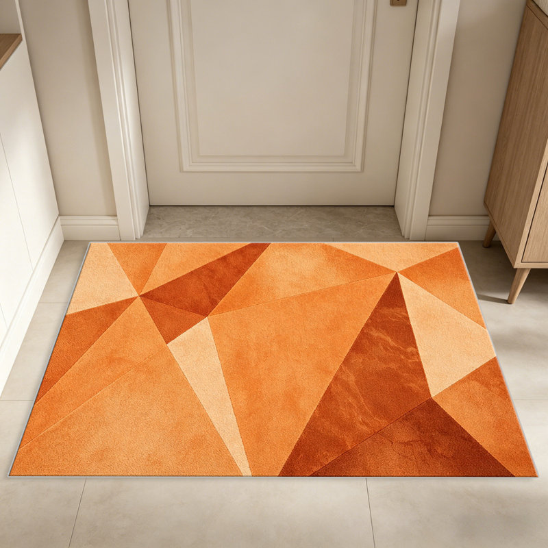Orange Beige Triangle   area rugs for Living Room, Soft and Comfortable, Suitable for all seasons, easy to maintain, machine washable Indoor floor mat, Under Table Farmhouse suitable for Bedroom, Dining Room, Study,  Balcony, Home Decor Patio