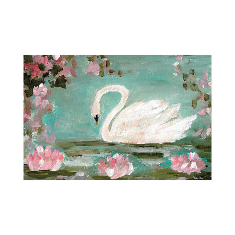 Romantic Swan 1 Piece Wall Art on Canvas, 20.32 cm H x 30.48 cm W x 1.905 cm D, Does Not Apply