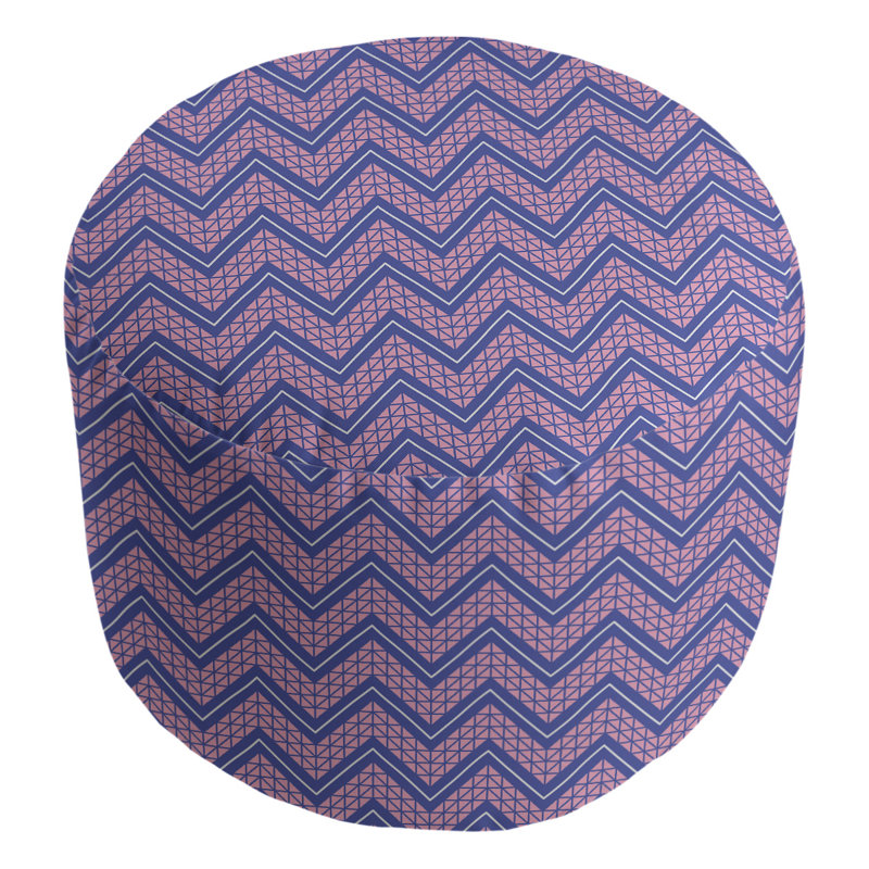 Upholstered Pouf, Blue White/Pink