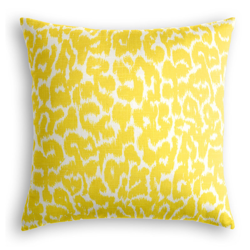 Tobi Fairley Tommye Linen Square Pillow Cover & Insert, Yellow, 16" x 16"