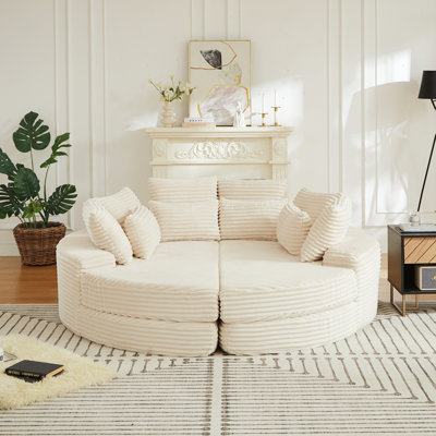 Indoor Sofa With Five Throw Pillows