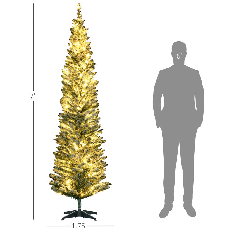 Sapin de Noël artificiel mince illuminé 7 pi avec lumières DEL pré-installées