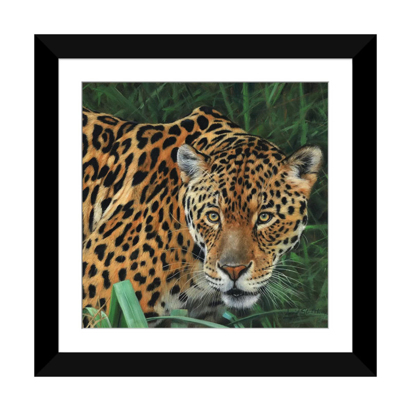 « jaguar big cat ii », impression sur toile, H 24 po x l 24 po x P 1 po, Papier d'art encadré noir, Blanc