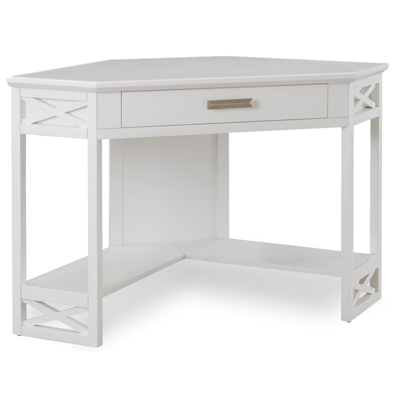 Moorton Corner Computer Desk Made with Solid Wood, White