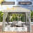 8 Ft. W x 8 Ft. D Steel Frame Vented Soft Top Patio Gazebo with Mesh Netting, Corner Shelves-109193983
