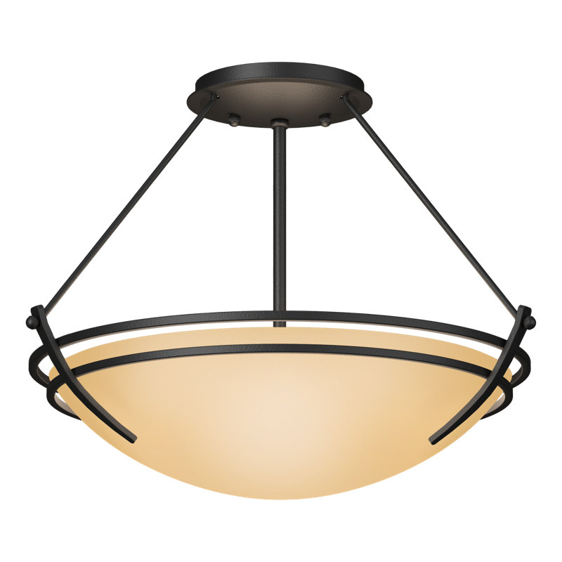 Tryne Semi Flush Mount, Black, Sand, 12.5" H x 16.4" W x 16.4" D