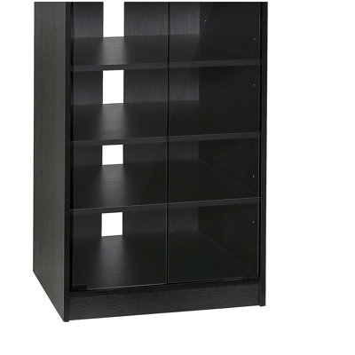 Armoire multimédia HOMcom à 5 niveaux avec tablettes réglables à 3 niveaux, portes en verre trempé et gestion des câbles, noir vieilli