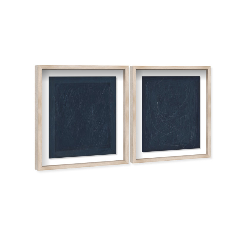 Deep Blue Set Set by Oliver Gal, 21.5"H x 25.5"W, Natural Oak Shadowbox