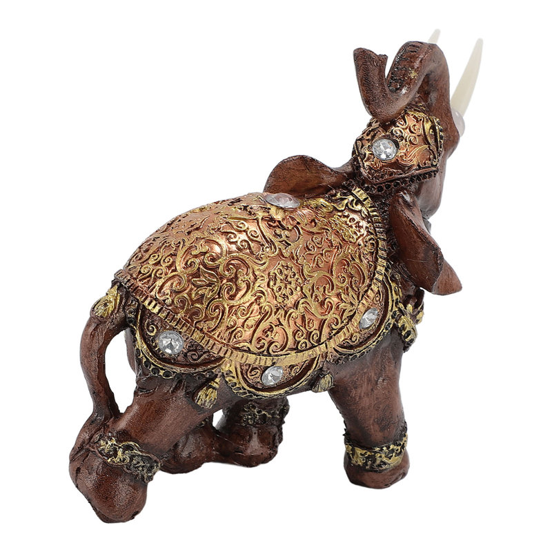 Figurine d'éléphant riche en résine Feng Shui Figurine décoration de la maison pour le salon cadeau de pendaison de crémaillère brun M