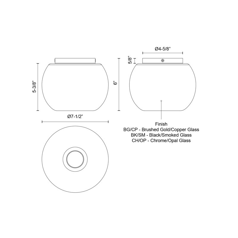 1 - Light Flush Mount, Black, Smoked