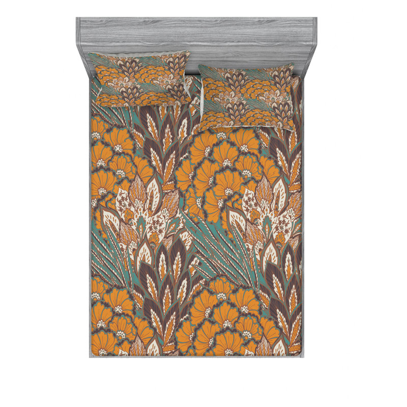Microfiber Paisley Sheet Set, Queen Sheet Set with Fitted Sheet, Floral