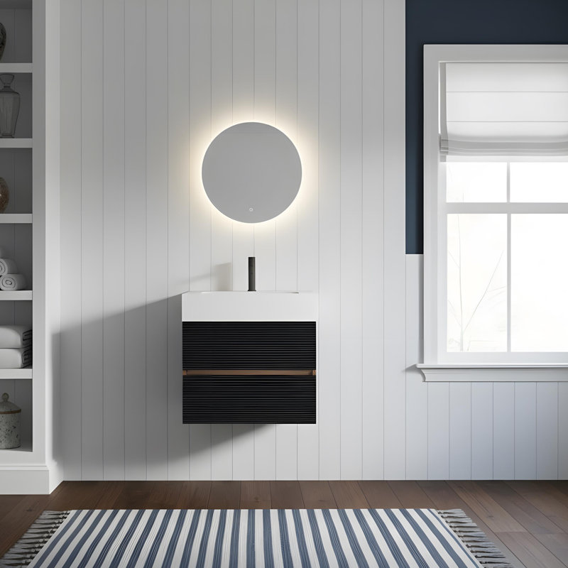 Meuble-lavabo avec lavabo en quartz, Blanc, 24"