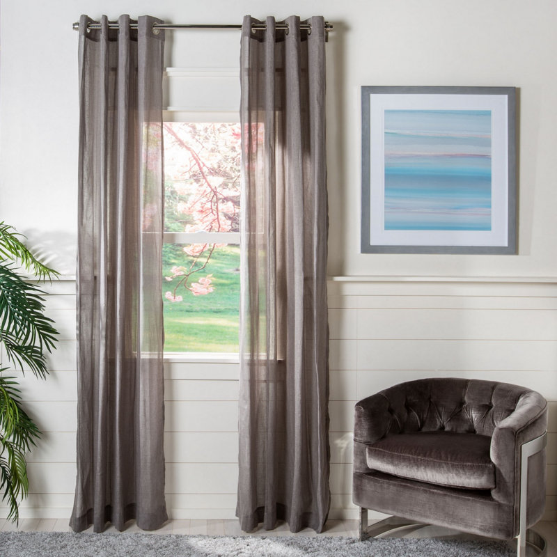 Rhode Sheer Curtain Single Panel, 52" W x 84" L, Charcoal