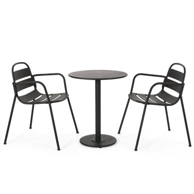 Modern Matte Black Iron Bistro With Stable Structure For Patio A Smooth Finish Outdoor Comfort