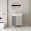 Meuble-lavabo à fixation murale 21,6 po avec lavabo en céramique, porte à fermeture en douceur, tablette gauche flottante, assemblage requis, gris