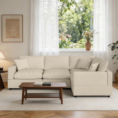 Canapé modulaire rembourré 95,4 po, canapé modulaire moderne pour le salon, canapé modulaire en forme de L, canapé modulaire convertible en nuage avec housses de coussin amovibles