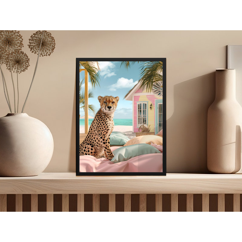 Cheetah Wall Art, Tropical Beach Decor, Animal Print, Safari Art, Framed Wall Art, Multiple Sizes, Home Decor