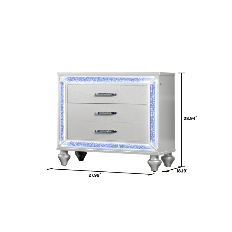 Table de chevet avec lumières DEL, Blanc