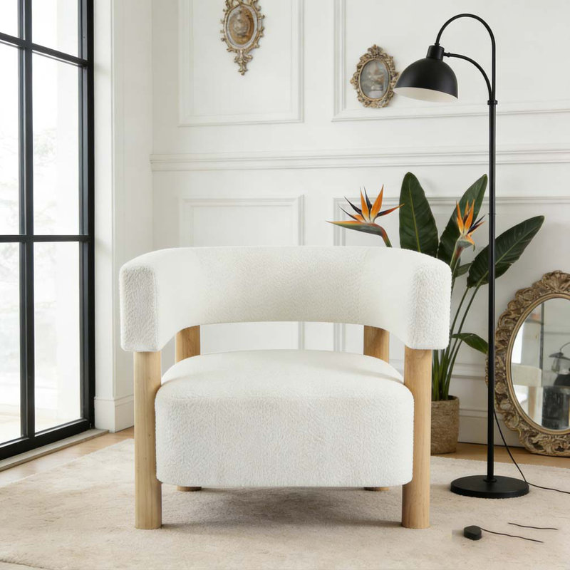Fauteuil d'appoint rembourré Boucle, Blanc