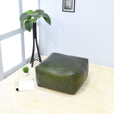 POUF EN CUIR FABRIQUÉ À LA MAIN ÉCONOMIQUE ET ÉPUISÉ - Conception uni uni, cuir de buffle Genunie, rembourrage en coton recyclé, assise pour le salon, la salle d'étude, le patio et le bureau