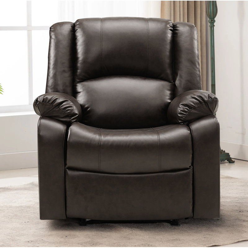 Fauteuil inclinable manuel en similicuir Hayesville, Brun