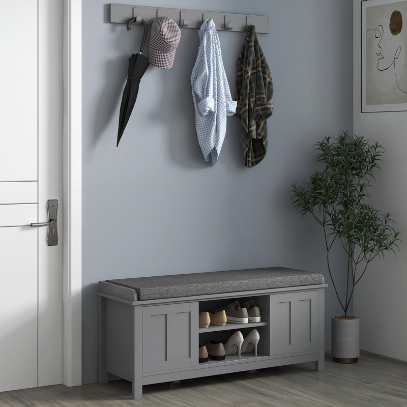 Banc à chaussures moderne et multifonctionnel avec tablettes réglables, Gris