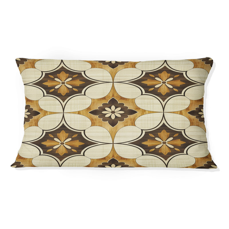 Coussin brun à motif quadrilobe III - Mid-Century
