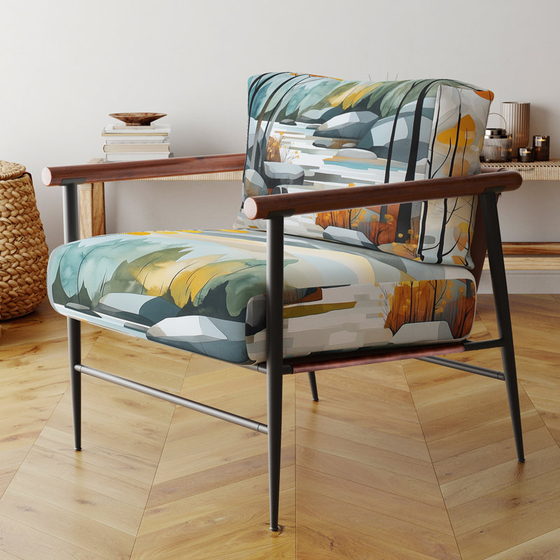 Chaise d'appoint Forest Forest - Chaise avec accoudoirs Forest Path, Brown Round Arms