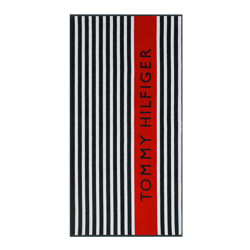 Tommy Hilfiger Leisure Blue Cotton Beach Towel, Leisure Blue
