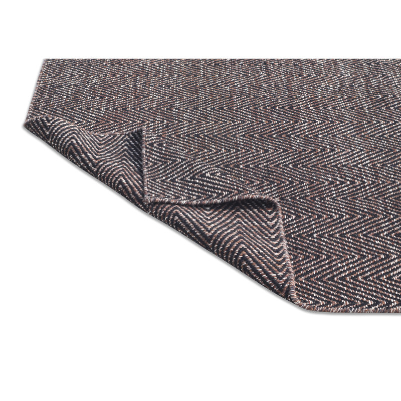 Coastal Chevron Handmade Flatweave Charcoal and Brown Wool Area Rug By Tufty Home, Rectangle 8' x 10'