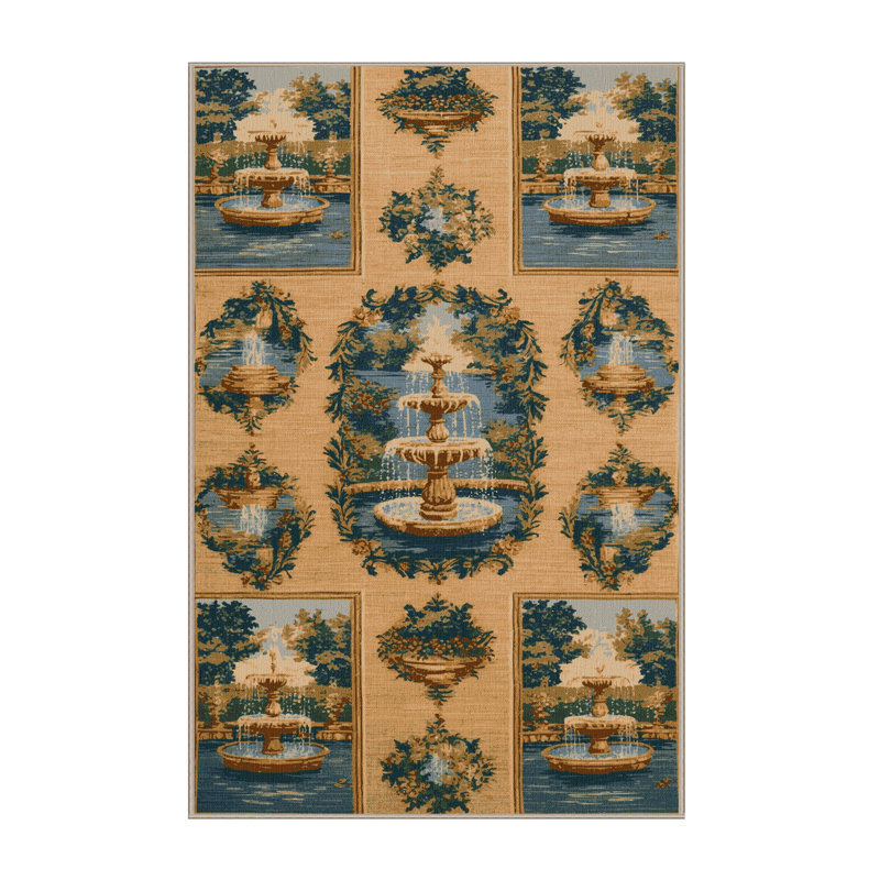 Tapis brun français lavable à la machine, Rectangle 6 pi x 9 pi