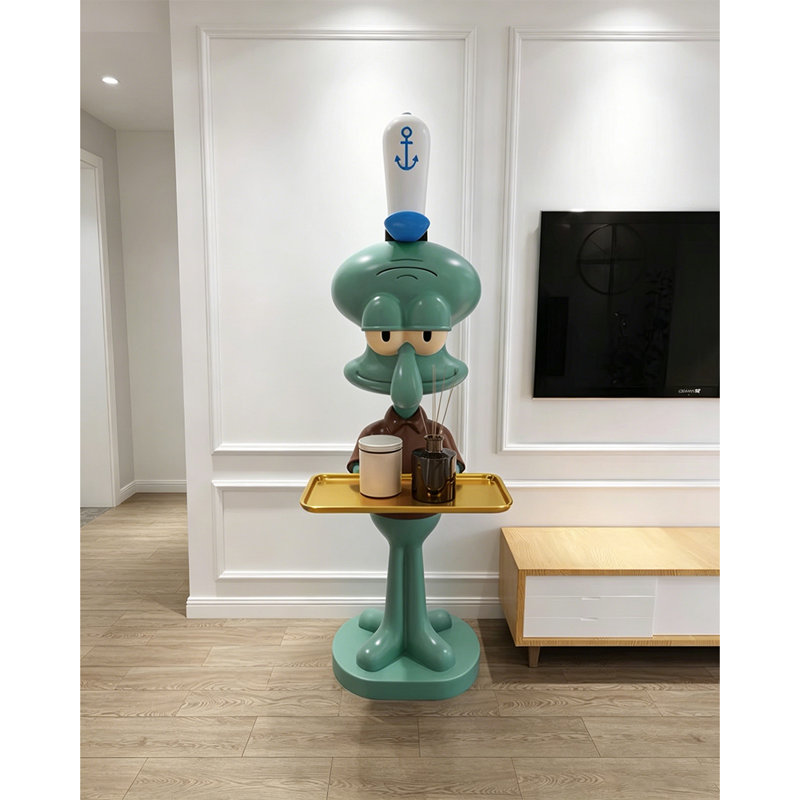 Statue moderne moderne en pop art en résine, grand plancher avec plateau de service pour les salons