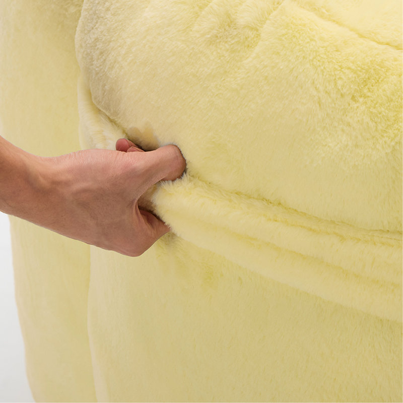 Fauteuil pour adulte jaune, style compression Lotus, en fausse fourrure hygiénique et anti-salissure, fond antidérapant, pour fauteuil de détente multi-scène de forme ergonomique, anneau de traction mobile, base,