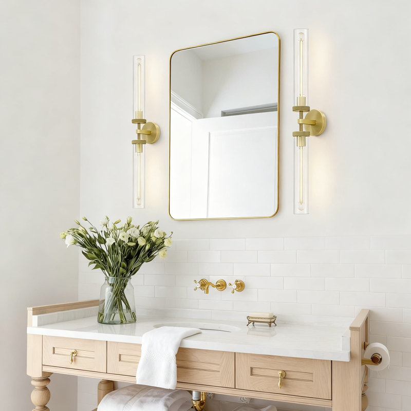 2-Light Knurled Wall Sconces With Double Glass Shades, Wall Lighting For Bathroom Vanity, Living Room, Bedroom, Hallway, And Kitchen