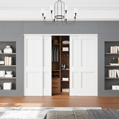 80"  White Interior Sliding Door For Pantry & Closet With Full Hardware Kit