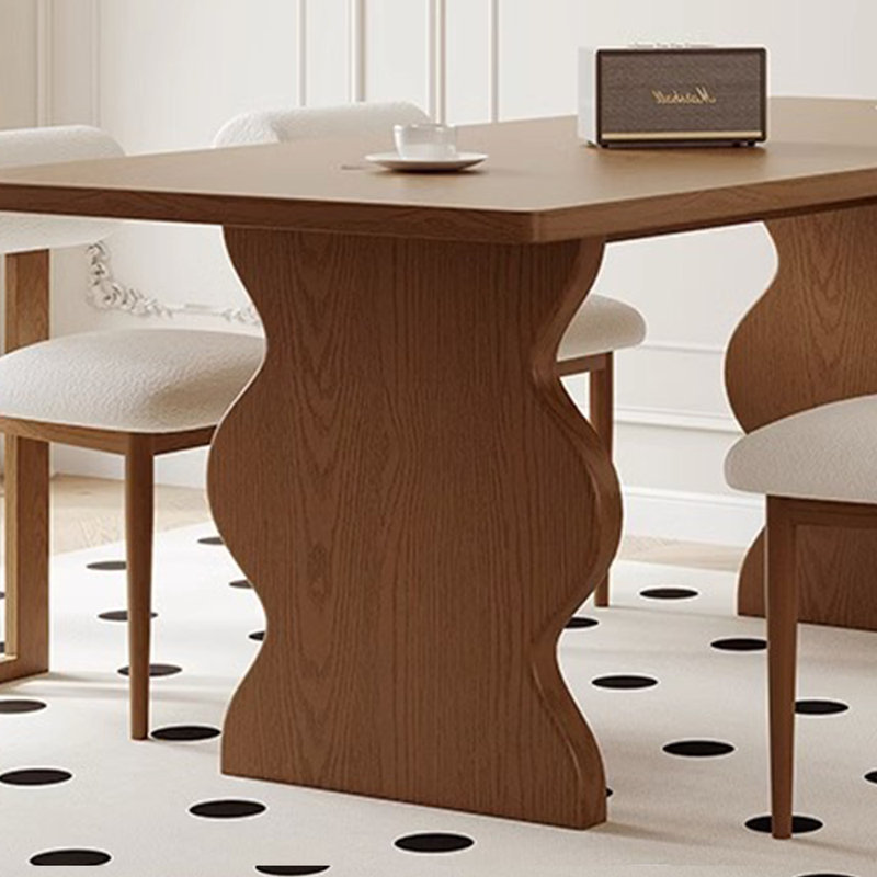 French Vintage Rectangular Dining Table Ash Solid Wood Dining Table, 29.5"H x 62.9"L x 31.4"W
