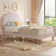 Twin Size Bed Frames With Cimahi Adjustable Teddy Fleece Headboard, Upholstered Platform Bed W/Slats Support