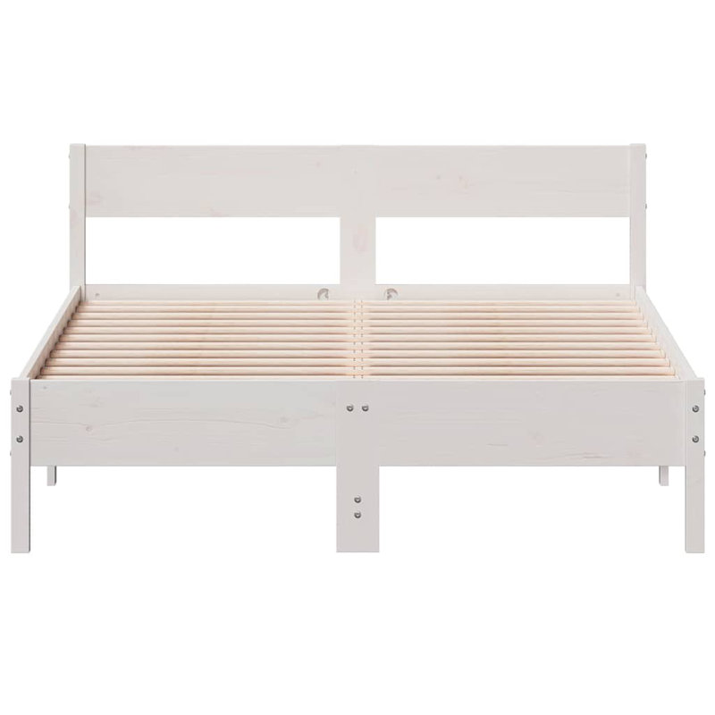 Anthoine Solid Wood Bed, White, European Double (140 x 200cm)