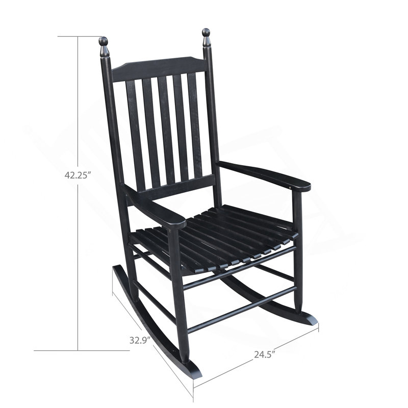 Chaise berçante en bois NOIR, sans passe-partout