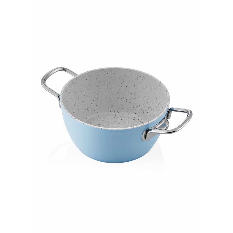 East Urban Home Kyla Pot standard en aluminium avec couvercle, 9", Bleu