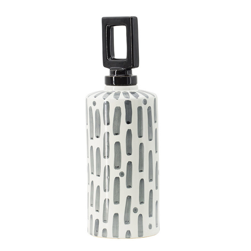 Pot en céramique noir / gris, H 16,7 po x l 5,7 po x P 5,7 po